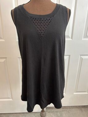 PINK Victoria's Secret Black Sleeveless Tank with Mesh Triangle